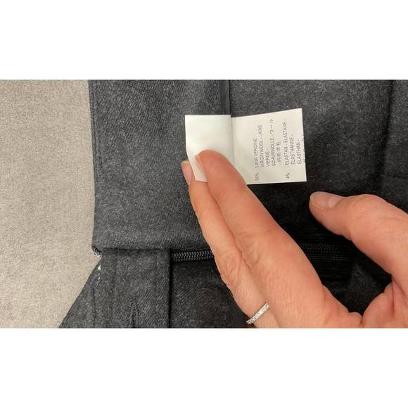 NEW KATIA SERAFINI charcoal flat front side zip wool pant in charcoal